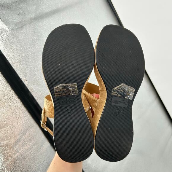 VTG y2k Women's Tan Lower East Side Strappy Chunky Woven Platform Sandals 8.5M - Picture 8 of 8